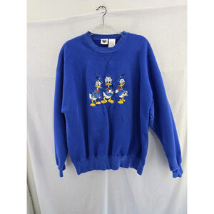 Disney Donald DUCK Blue Long Sleeve Sweatshirt. Embroiderd. Ladies Size XXLARGE